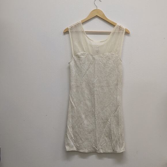 Free People white sheer top mini dress size Large - Picture 2 of 6